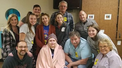 Jordyn Walker and her family celebrating Christmas in hospital.