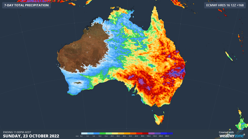 Forecast accumulated rain this week, according to the ECMWF-HRES model.