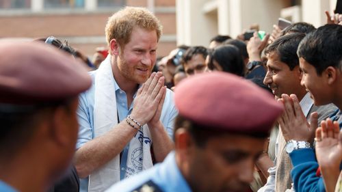 Prince Harry was greeted by crowds during his tour of  Nepal. (Getty Images/ Adam Gerrard)