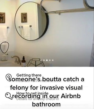 Airbnb secret camera in bathroom photo