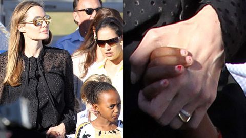 Angelina Jolie Spotted Flashing Her Engagement Ring