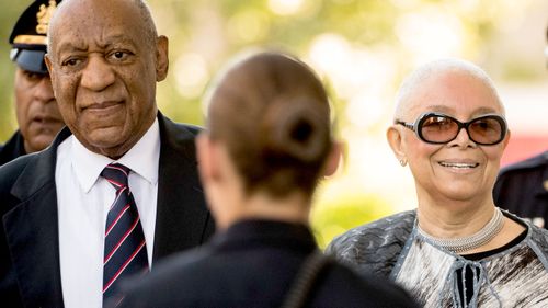 Bill Cosby arrives at court with his wife Camille. (AAP)