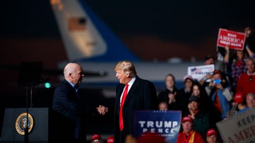 At a campaign rally in Missoula today, Mr Trump lauded Rep Greg Gianforte, who pleaded guilty to misdemeanor assault for an attack on Guardian reporter Ben Jacobs. 