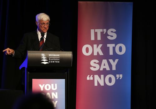 Independent MP Bob Katter speaks at the Coalition for Marriage 'No' state campaign rally at the Convention and Exhibition Centre in Brisbane on September 22. (AAP)