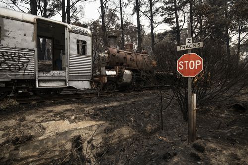 Aftermath on Christmas Eve of the Gospers Mountain fire where it impacted the Zig Zag Railway at Clarence on the Bells Line of Road. 24th December 2019.