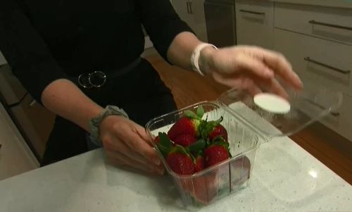 Katie-Rose Pittam bought the punnet of strawberries from Coles at Gawler-Green on Thursday and made the sharp discovery yesterday. 