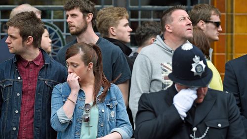 Many turned out to pay respect to PC Keith Palmer as the procession passed. (AAP)