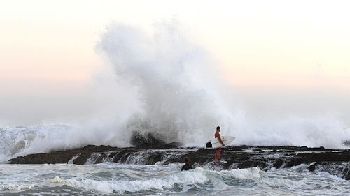 Monster surf on the Gold Coast today. (AAP)