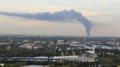 Smoke from the fire as seen from Olympic Park. (Chris Lee/Supplied)