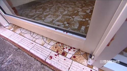 The signs of the attack also remain at Mr Ahmed's Lakemba home today, where a crime scene was established. Picture: 9NEWS.