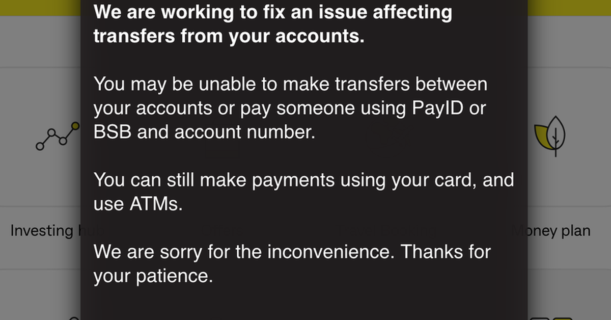 CommBank app services return to normal after transfer and payment error