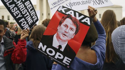 Protesters opposing Brett Kavanaugh's nomination to the Supreme Court.
