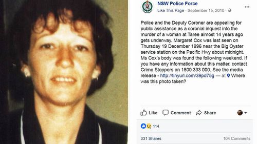 Margaret Cox went missing one December night in 1996. Her bludgeoned remains were found by local fishermen two days after her vanishing. No crime scene has ever been found.