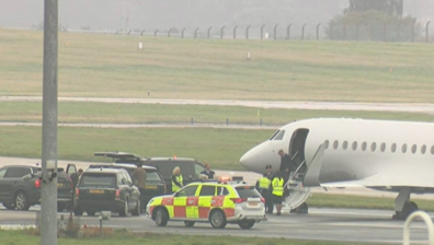 Plane carrying members of the royal family lands at Aberdeen Airport