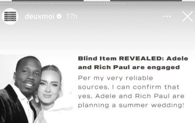 Online gossip site Deux Moi says they received confirmation Adele and Rich Paul are engaged.