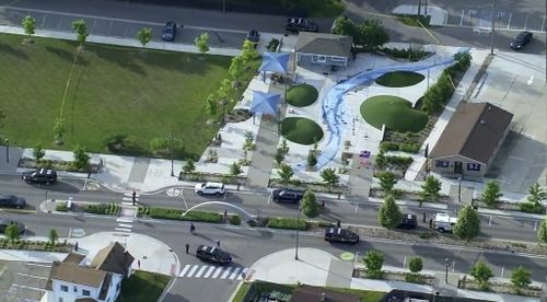 Police responded to the scene of a shooting at the Brooklands Plaza Splash Pad on Saturday, June 15.