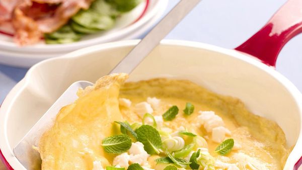 Feta and mint omelettes