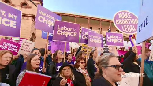 Pro-choice activists faced off with anti-abortion activists outside NSW parliament.