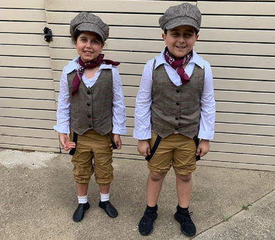 Caterina and her cousin Paul in their Hip Hip concert outfits.