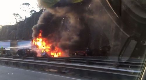 A fireball erupted from the crash site. Image: 9News