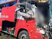 Thirty-three people were on board this Greyhound coach when it collided with a four-wheel-drive towing a caravan in Queensland.