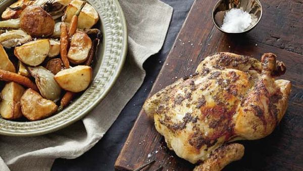 Roast chicken with tarragon butter