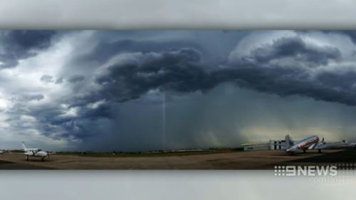 The clouds roll in over Essendon Airport today. (9NEWS)