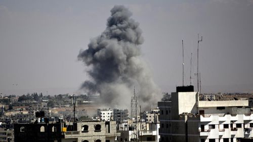 An explosion is see in Gaza. (Getty Images)