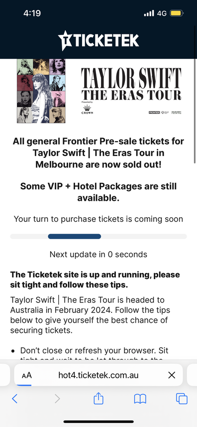 ticketek taylor swift