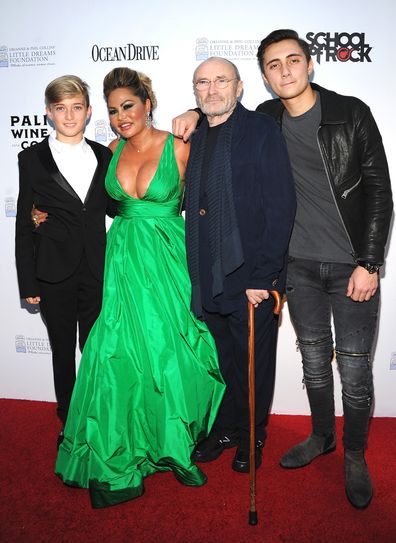 Matthew Collins, Orianne Cevey, Phil Collins and Nicholas Collins attend the 4th Annual Dreaming on the Beach Gala at Fillmore Miami Beach on November 15, 2018 in Miami Beach, Florida. 