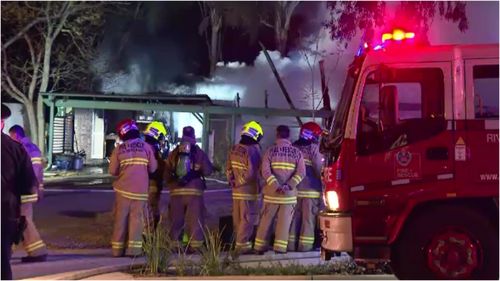Emergency crews were called to a house fire in Rouse Hill this morning where a man was arrested for allegedly trying to re-enter the house and assaulting a fire crew member.