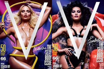 <i><b>V Magazine</b></i><p></p><br/>The Vs could be scratched away like an instant scratch-it to reveal the models' private parts!