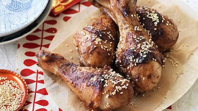 Recipe:&nbsp;<a href="http://kitchen.nine.com.au/2016/05/04/15/34/hoisin-and-honeybaked-chicken-drumsticks" target="_top">Hoisin and honey-baked chicken drumsticks</a>