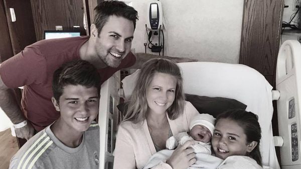 Little angel: Elisha Palmer and family with baby Knox. Image: Knox Blocks