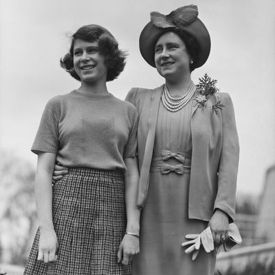 The Royal Princess Elizabeth (Elizabeth II) with her mother Elizabeth Bowes-Lyon (Queen Elizabeth The Queen Mother, 1900 - 2002) at the Royal Lodge in Windsor Great Park, UK, April 1940. (Photo by Lisa Sheridan/Studio Lisa/Hulton Archive/Getty Images)
