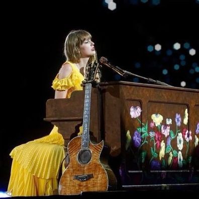 Taylor Swift performs her Surprise Songs on stage at the Melbourne Cricket Ground