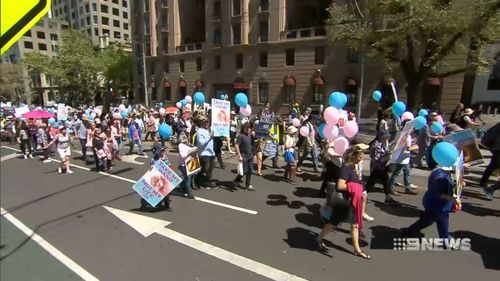 A number of the pro-choice campaigners who confronted the rally were dragged from the protest and moved on.