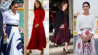 Royals wearing pleated skirts