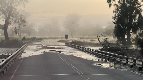 Flash flooding is seen in Gunnedah, NSW after a weekend soaking. 