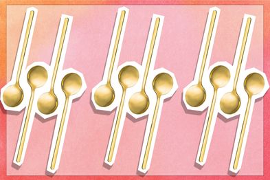 9PR: Pack of 8, Gold Plated Stainless Steel Espresso Spoons