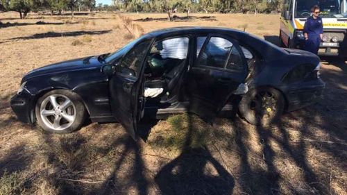 The car came to a halt after blowing a tyre. (NSW Police)