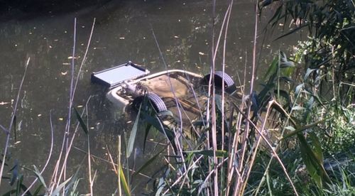 A car was found upside down in the River Torrens. (9NEWS)