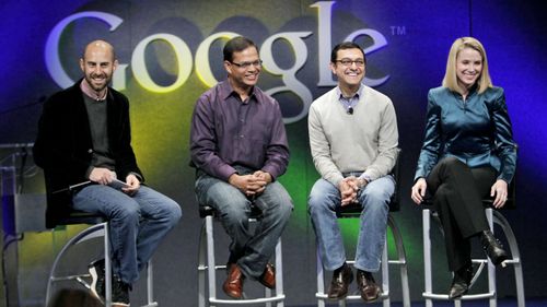 Amit Singhal (second from the left) announcing new features for the search engine in 2009.