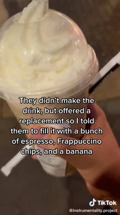 TikToker's 'monstrosity' Starbucks drink.