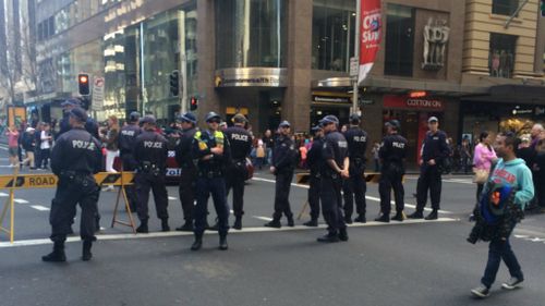 Hundreds of pro-Palestine supporters marched along George St in Sydney.