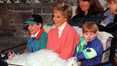 Diana, Harry and William snuggle up on a holiday to Austria, 1994