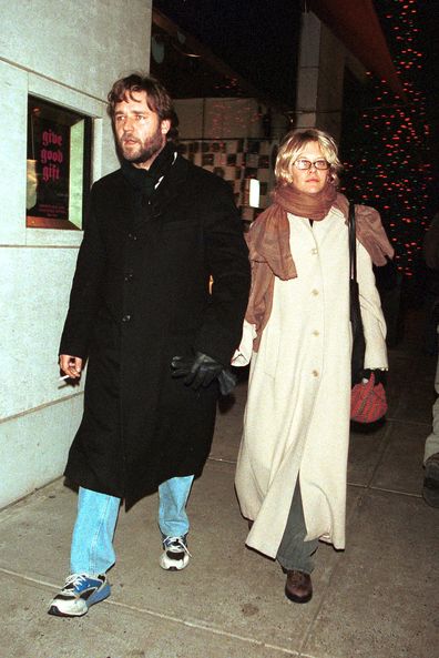 Russell Crowe and Meg Ryan in Manhattan November 22, 2000.