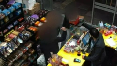 The three boys were captured on CCTV entering the shop on Grenfell Street at around 6pm and threatening store worker, Granth Matta.
