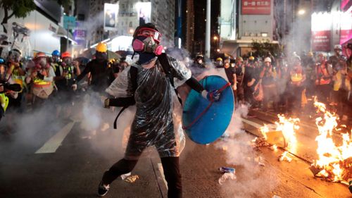 A protester in Hong Kong