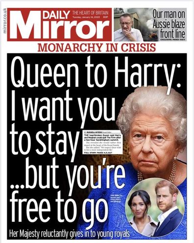 Daily Mirror UK front pages Prince Harry Meghan Markle royal exit